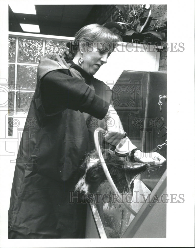 1992 Scrub Your Pup Store Owner Washing Dog - Historic Images