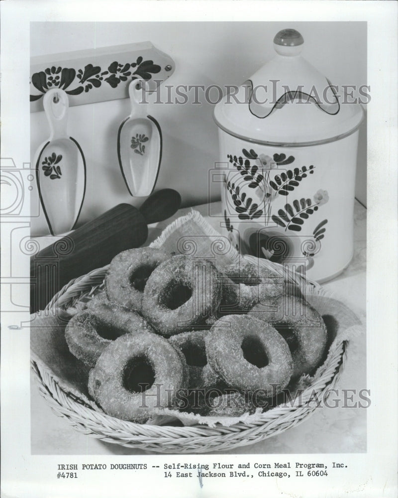 1976 Potato Doughnuts With Milk Displayed - Historic Images