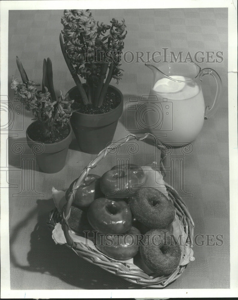 Doughnuts Basket Pitcher Milk - Historic Images