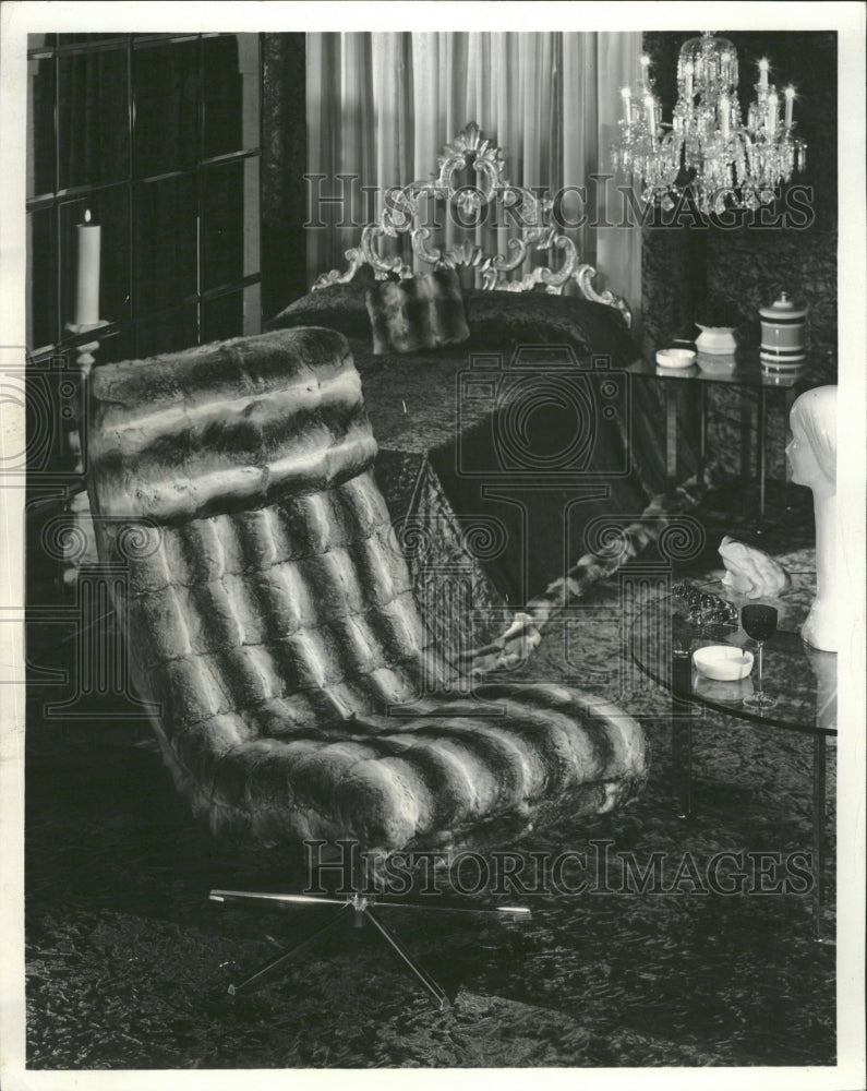 1968 Chinchilla covered boudoir chair - Historic Images