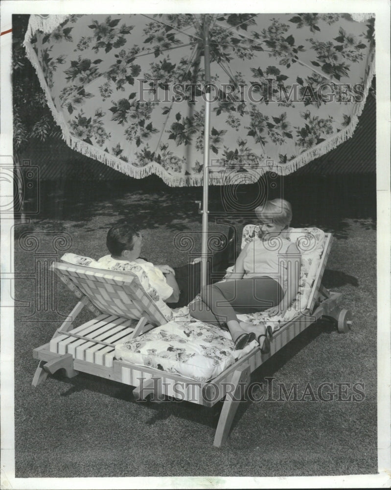 1965 Double Chaise Lounge Outdoor Furniture - Historic Images