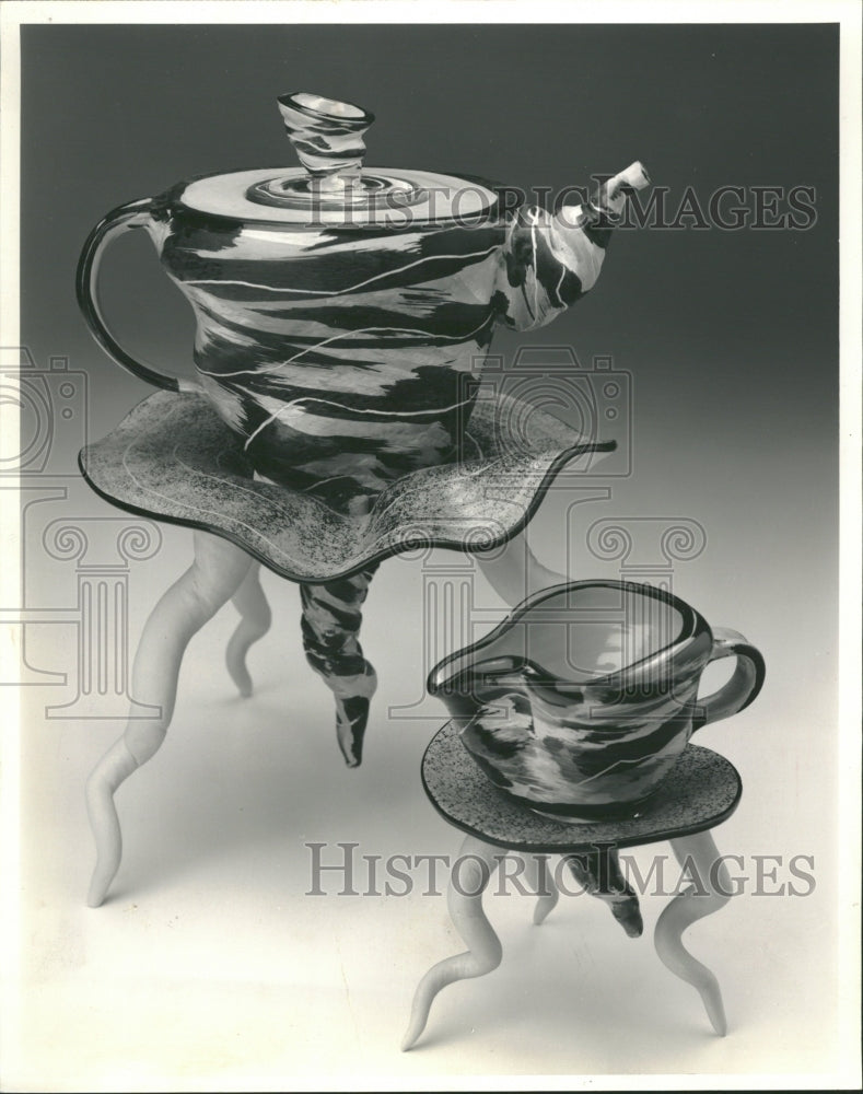 1990 Belinda Gabryl Teapot Creamer Ceramic - Historic Images