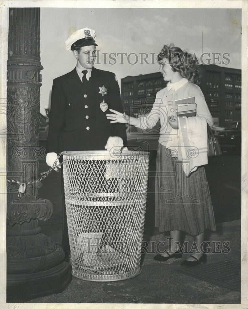 1953 Trash Cans Replaced With Baskets - Historic Images