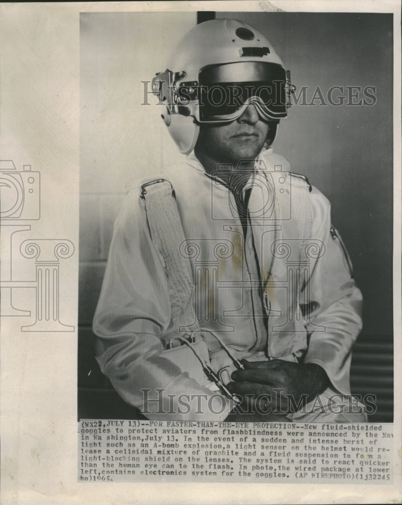 1965 Fluid Shielded Goggles Protect Aviator - Historic Images
