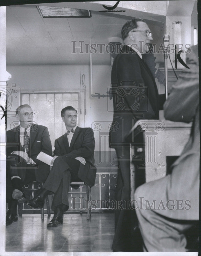 1958 Mayor Albert Cobo Speaking Hank Dodge - Historic Images