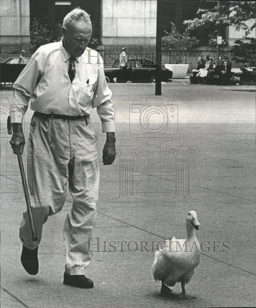 1967 Man Duck Sun Shines Road Walk Chicago - Historic Images