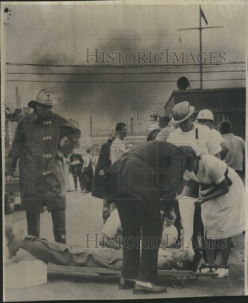 1965 Injured Fireman Blast Second Rubber - Historic Images