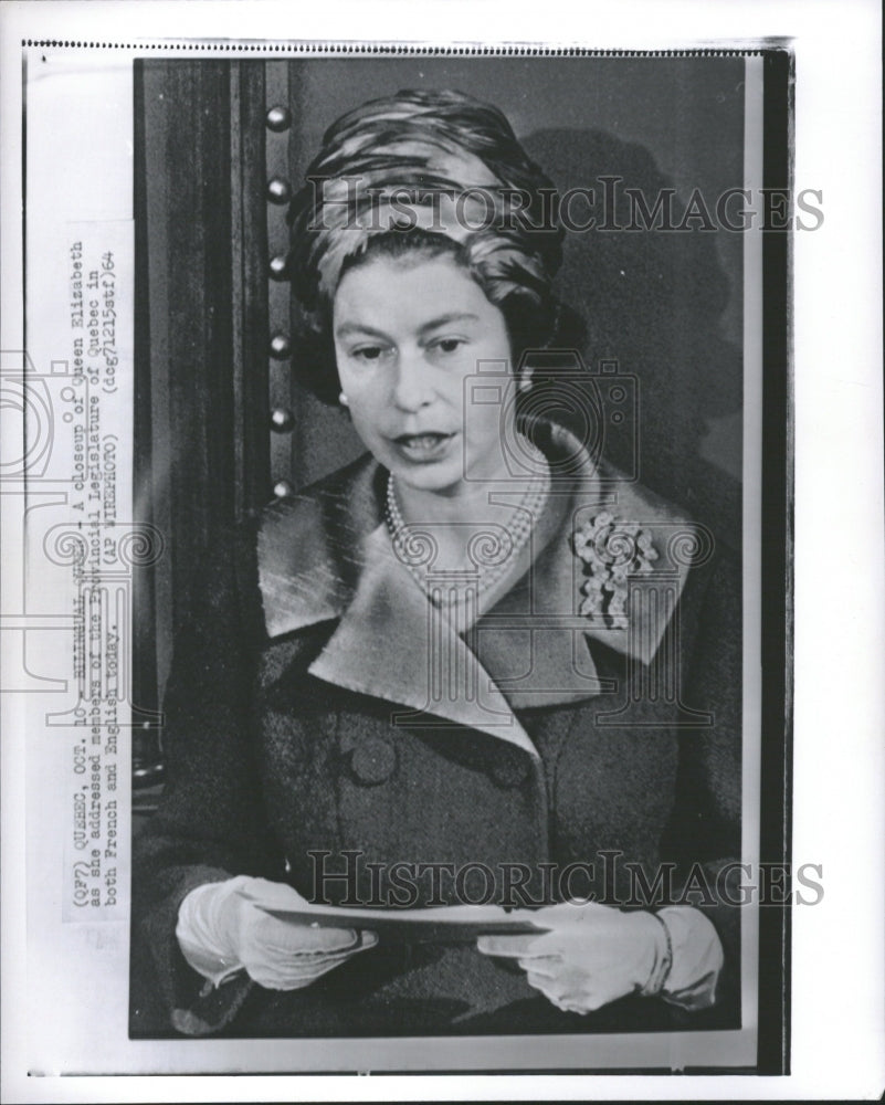 1964 Bilingual Queen Elizabeth addressed - Historic Images