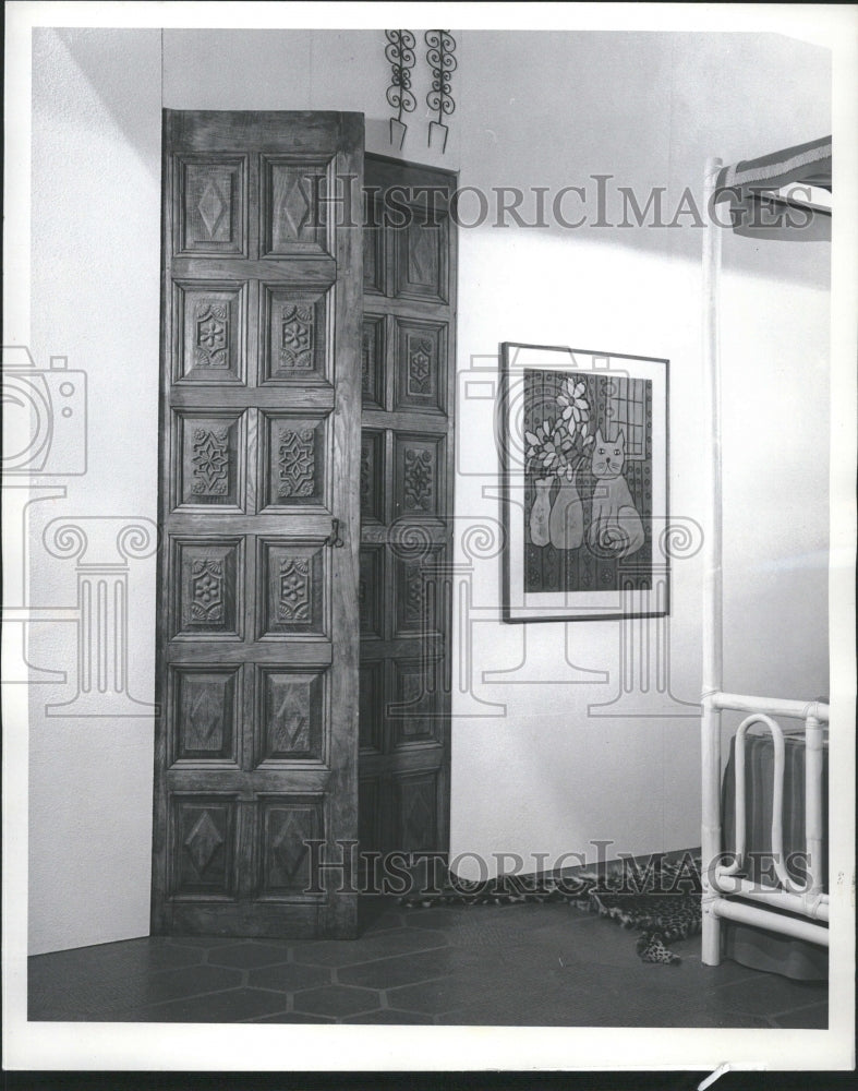 1961 Spanish design Pair Heavy Oak Doors - Historic Images