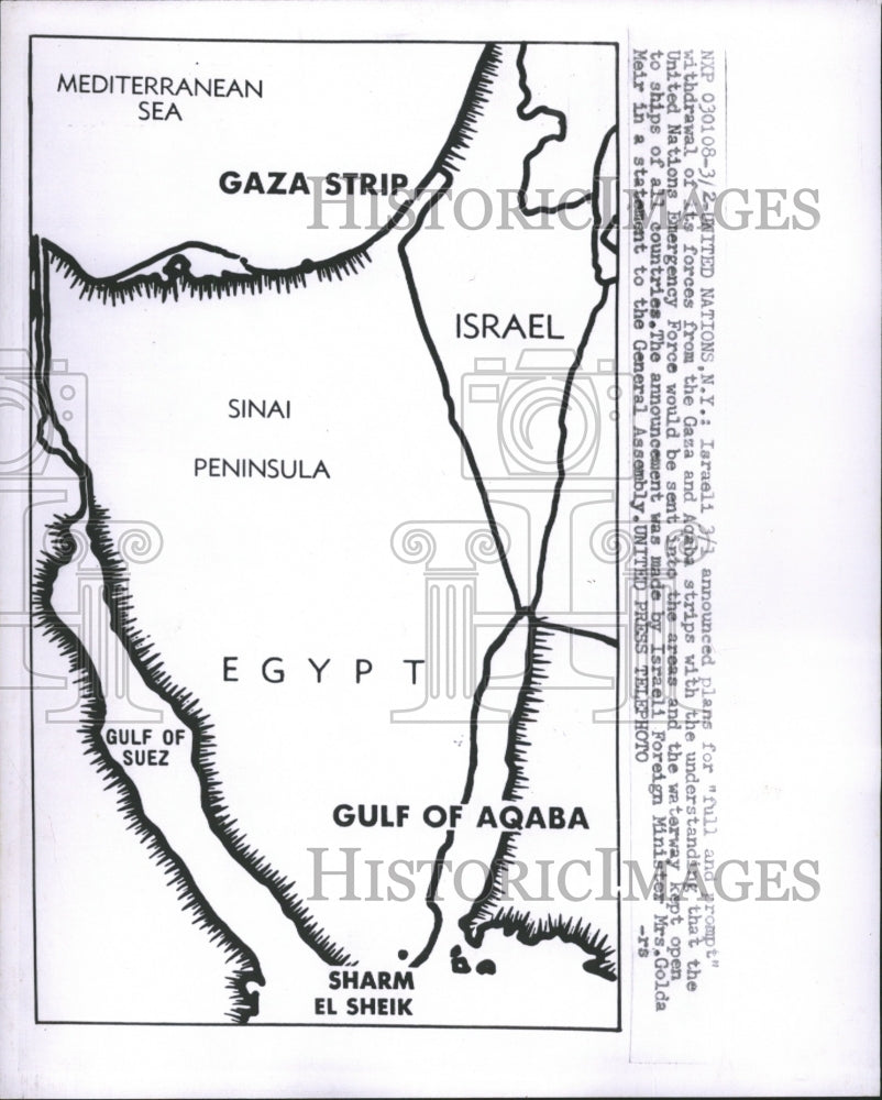 1957 Israeli announced plans Gaza force - Historic Images