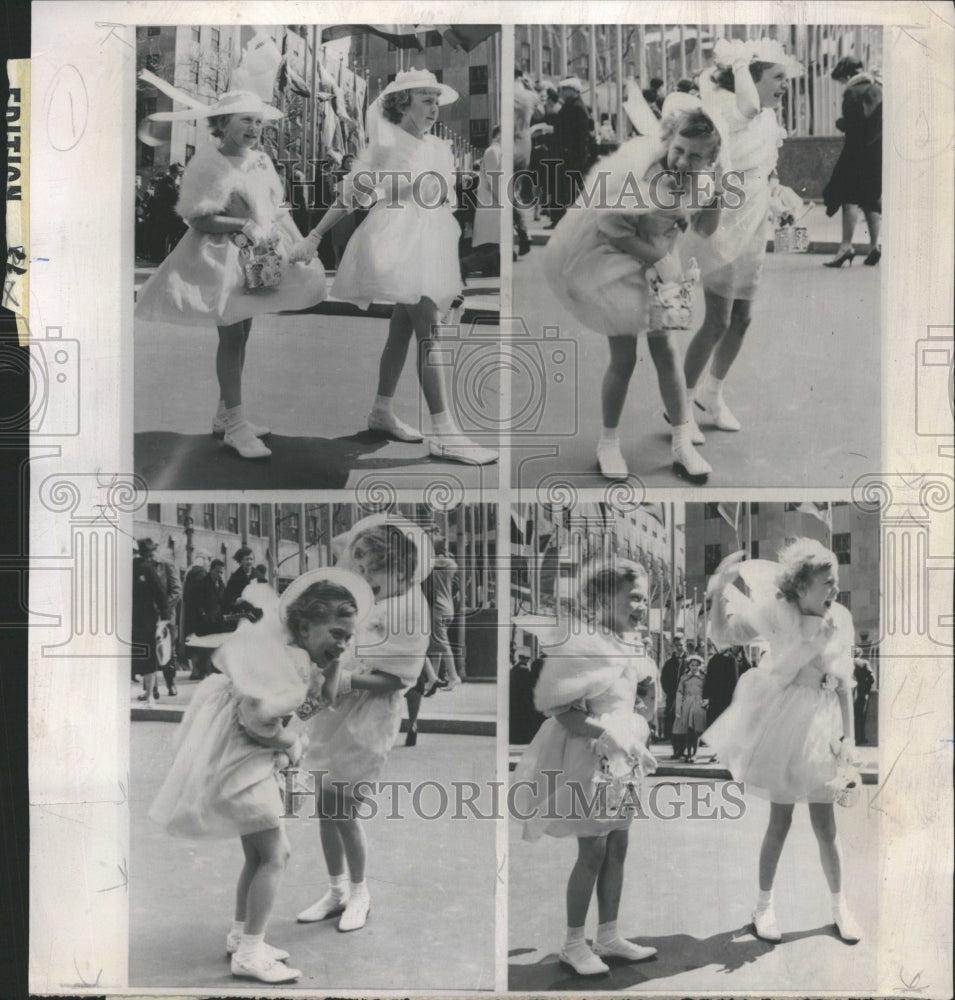 1961 Easter Bonnet Parade Strong Winds - Historic Images