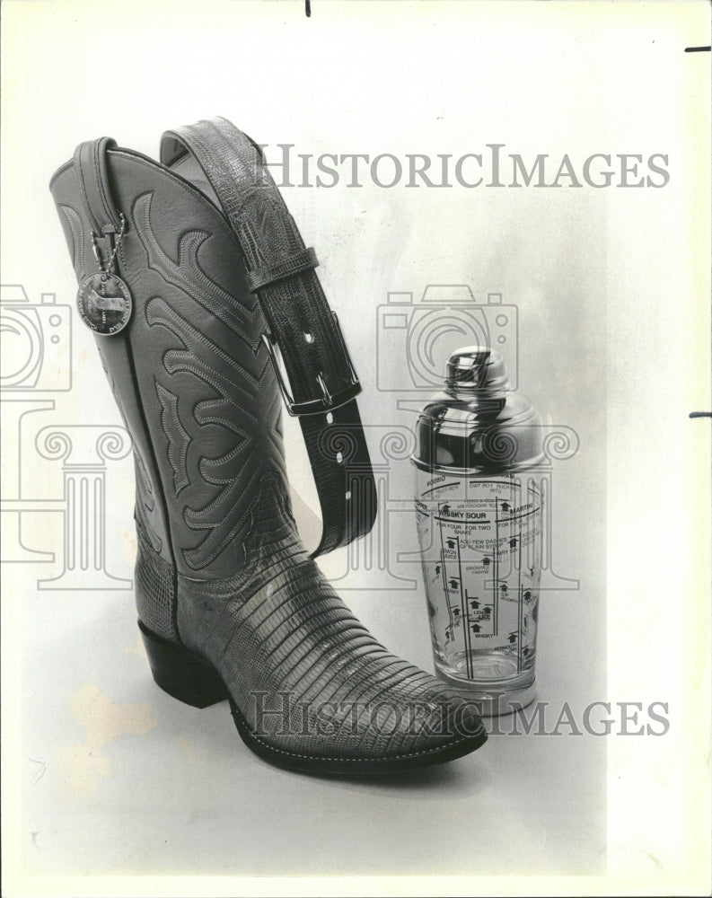 1984 Lizard Boots Belt Cocktail Shaker - Historic Images