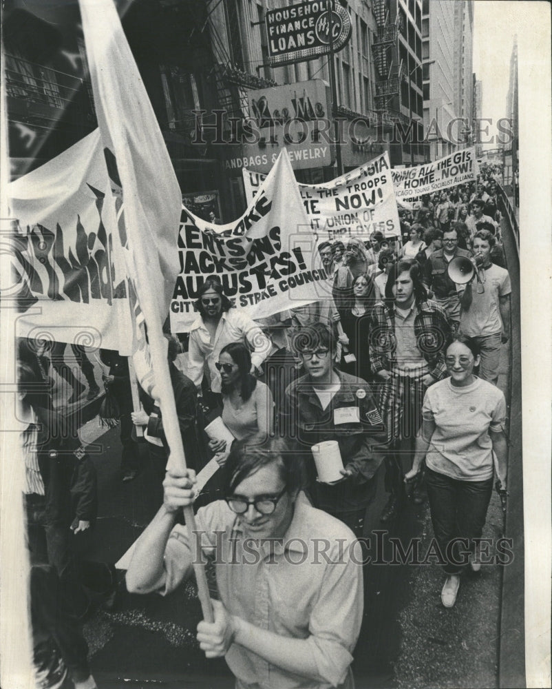 1970 Group Rally on Washington Street - Historic Images