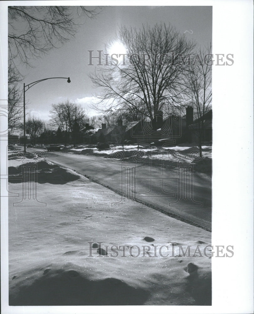 1977 Snow Covered Houses Yards Detroit Sky - Historic Images