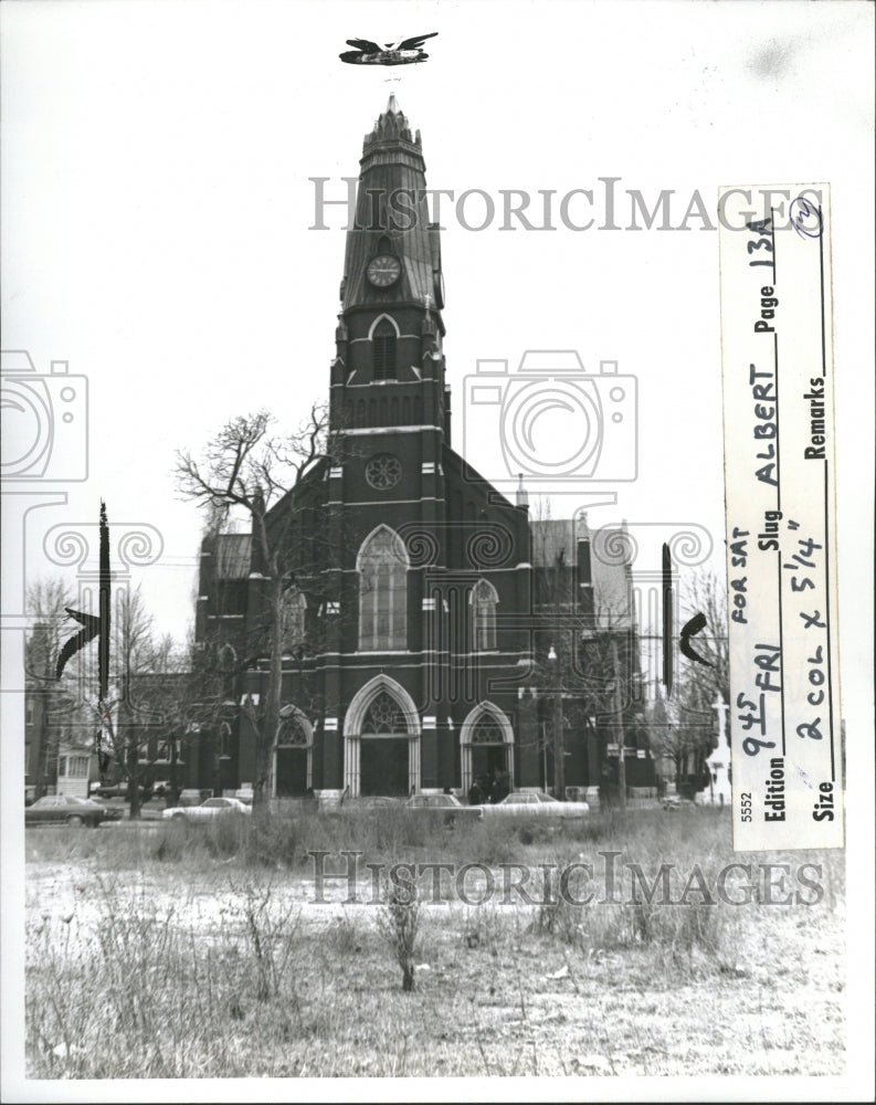 1975 St Aloysius Church Detroit Front View - Historic Images