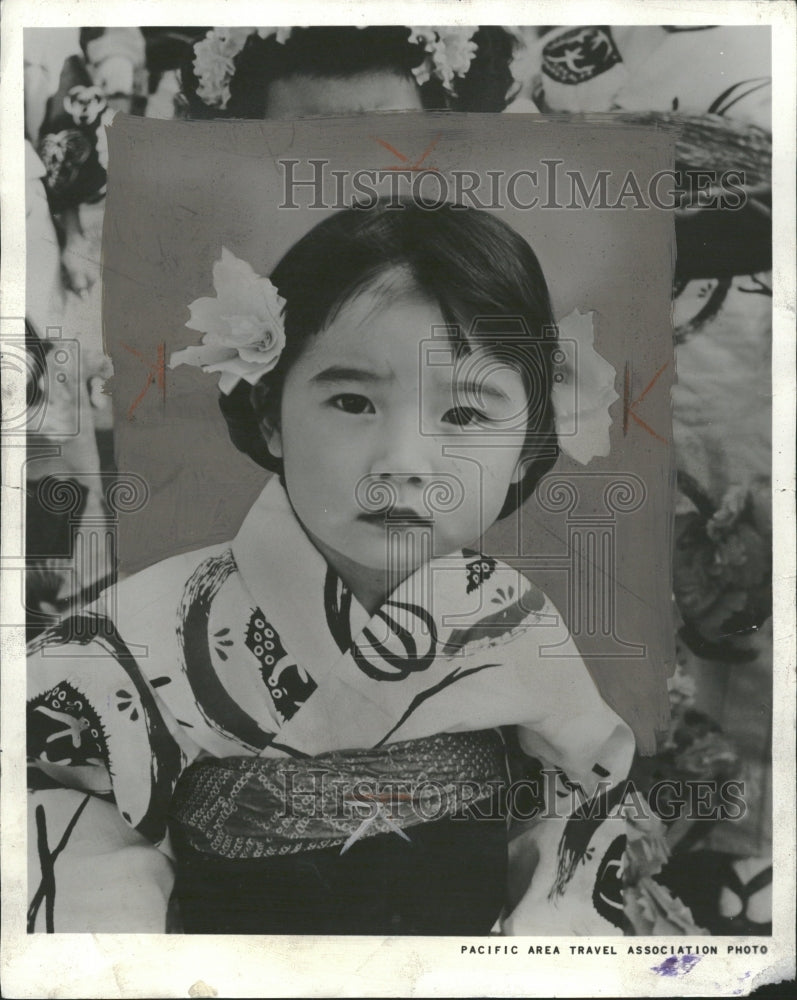 1963  Japanese Child In Tradional Dress - Historic Images