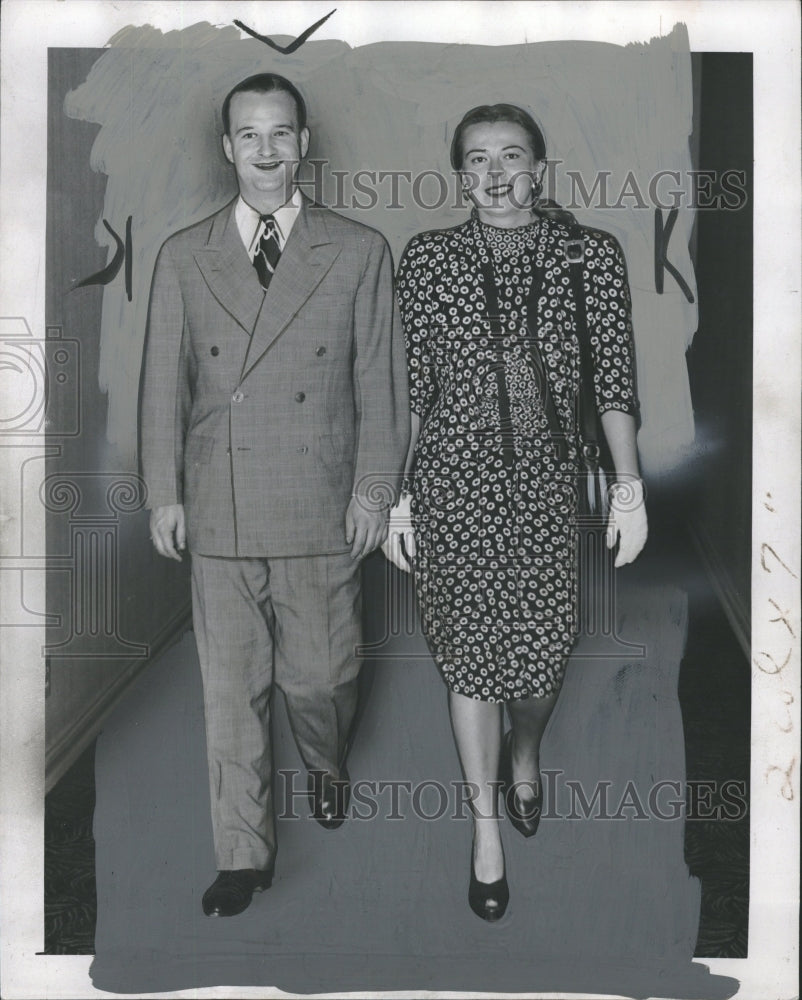 1947 Mrs Benson Ford Wife Suit Black Smile - Historic Images