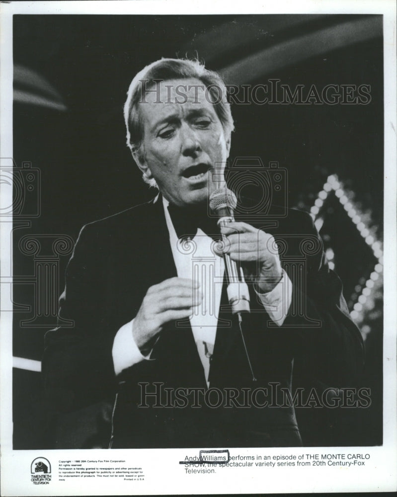 1986 Singer Andy Williams Monte Carlo Show - Historic Images