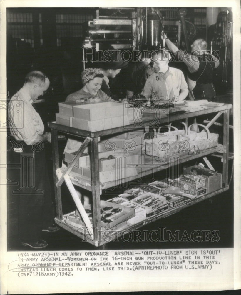 1942 Army Arsenal Workers Taking Lunch - Historic Images