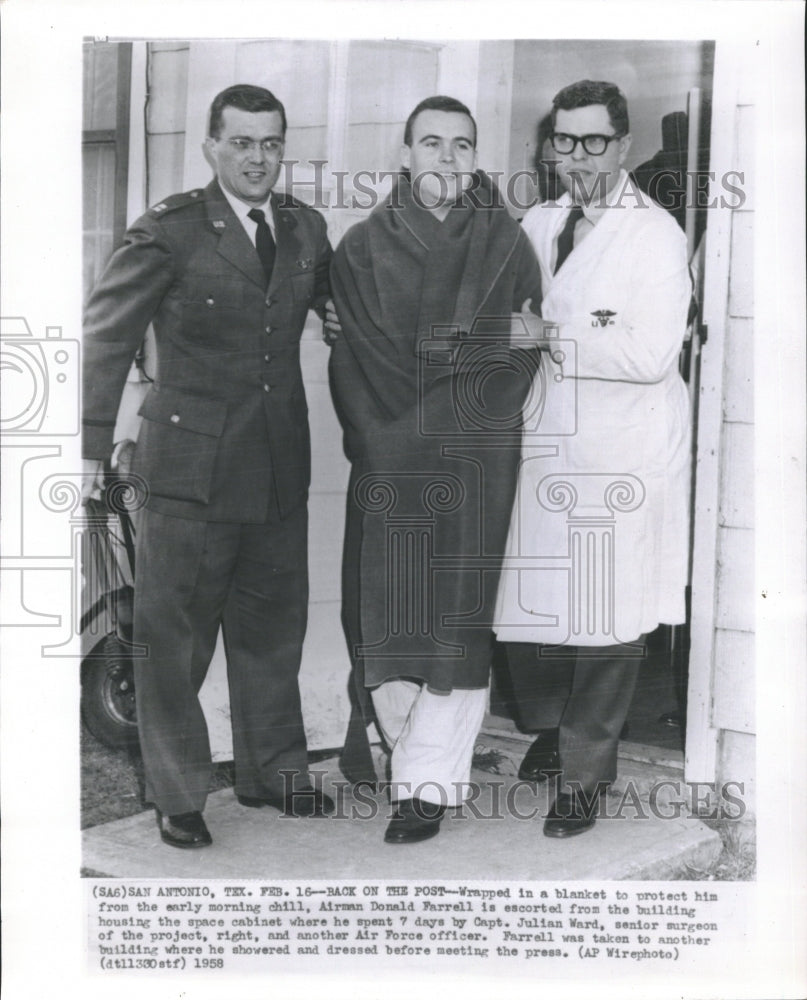 1958 Wrapped blanket Airman Donald Farrell - Historic Images