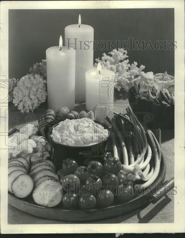 1970 Vegetables And Dip - Historic Images