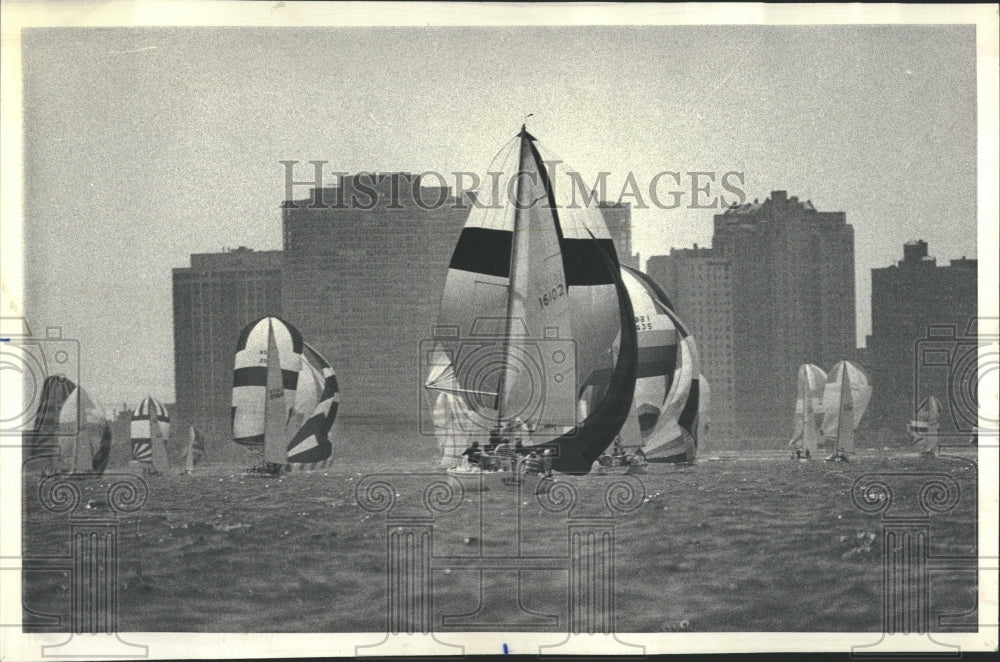 1977 Yachts With Sails In Lake Michigan - Historic Images