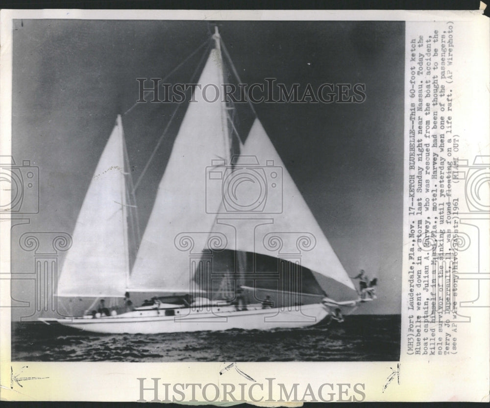 1961 60 Foot Ketch BlueBelle Down In Storm - Historic Images