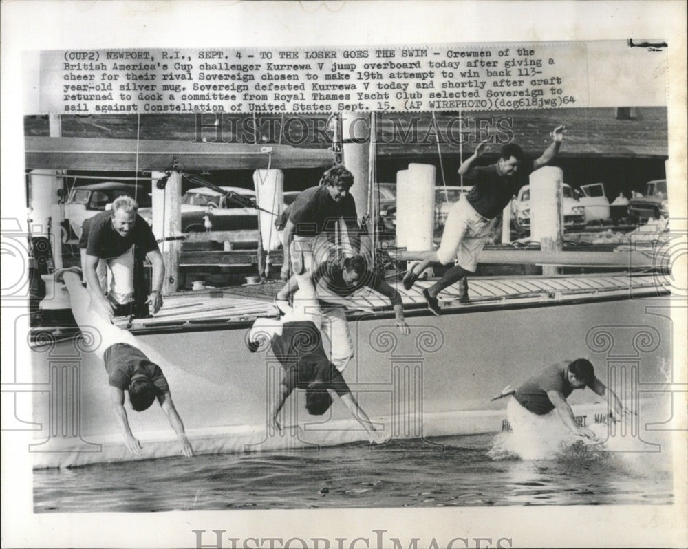 1964 Kurrewa V Crew Go Swimming After Loss - Historic Images