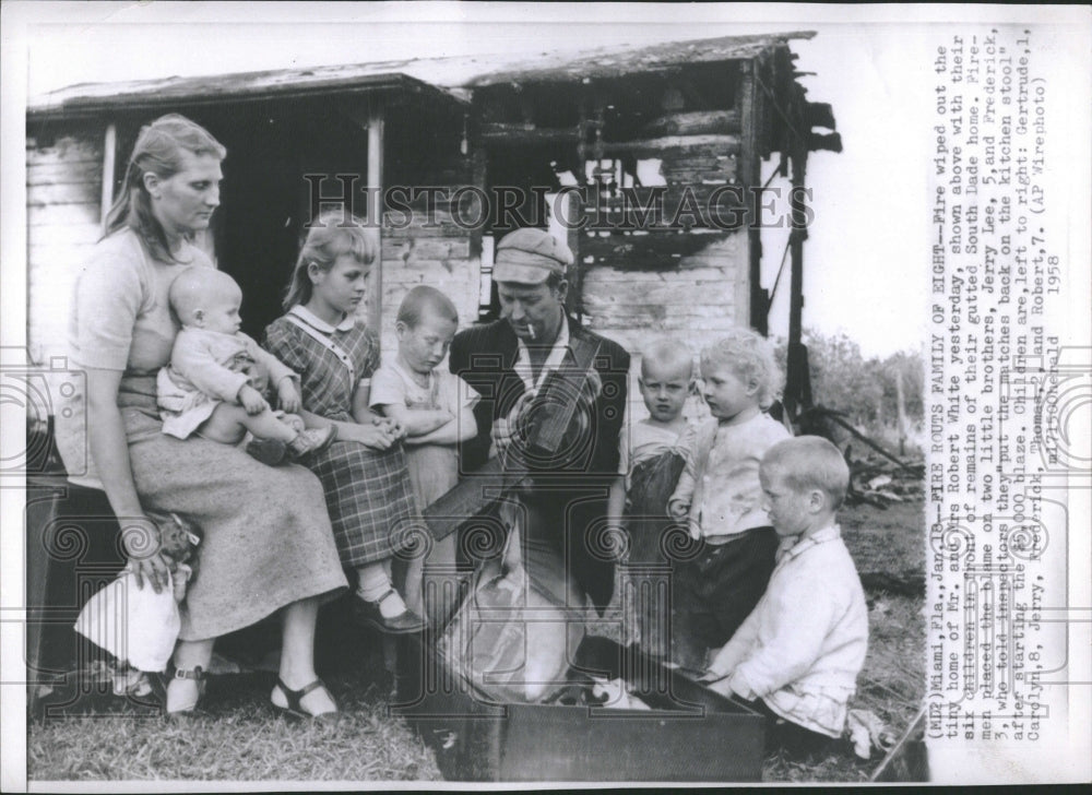 1958 Mr Robert white Fire Routs family - Historic Images