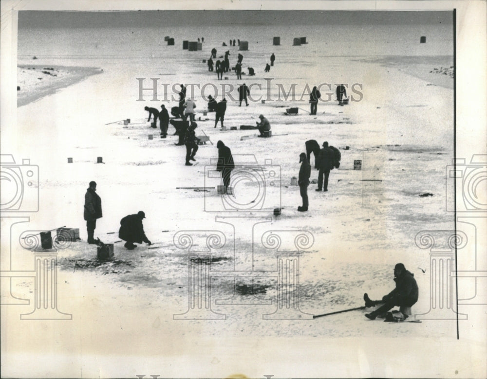 1958 Ice Fisherman Sport Michigan - Historic Images