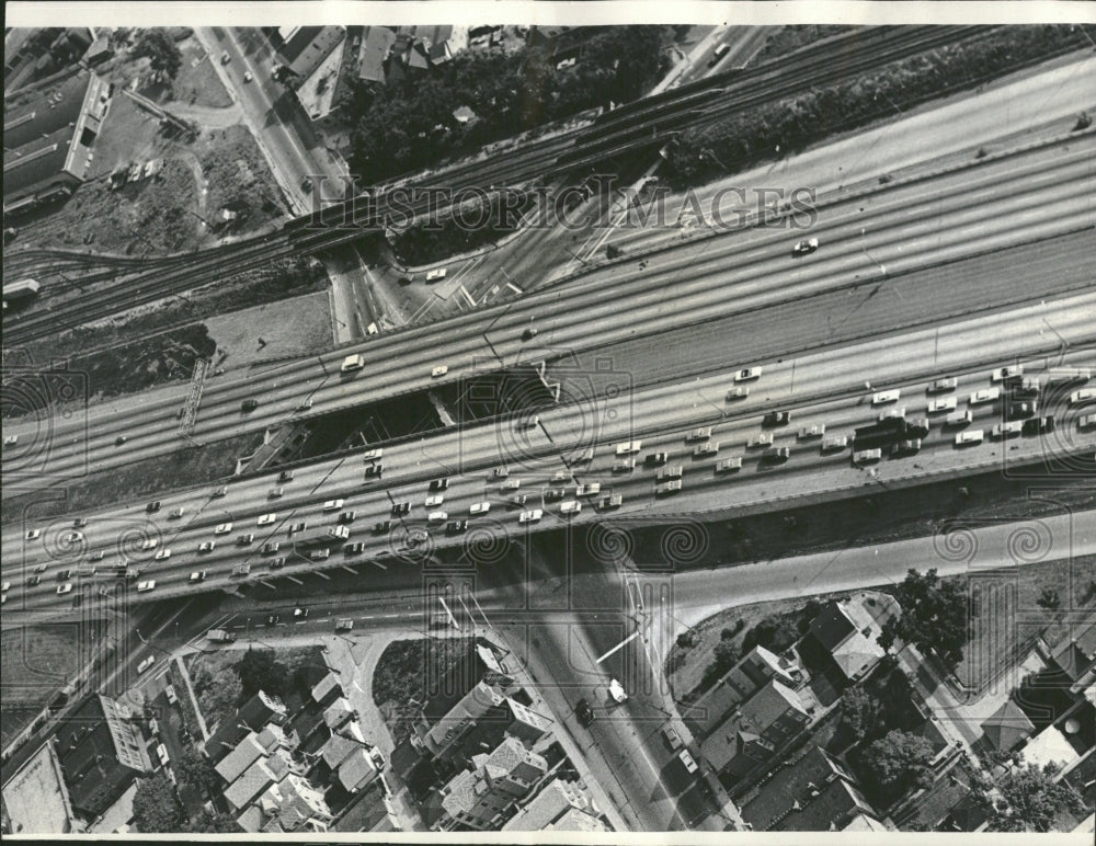 1966 Kennedy Expressway Aerial Traffic View - Historic Images