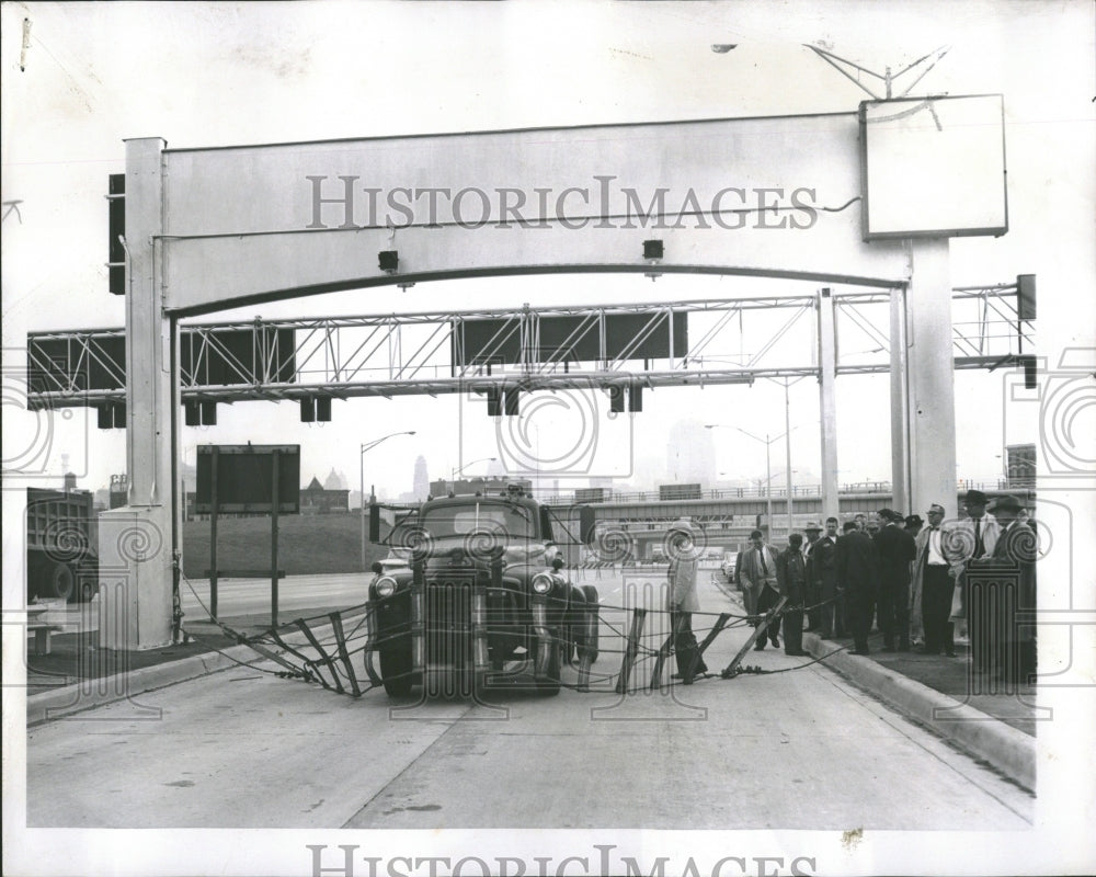 1961 Protective Barrier Testing Truck Hits - Historic Images