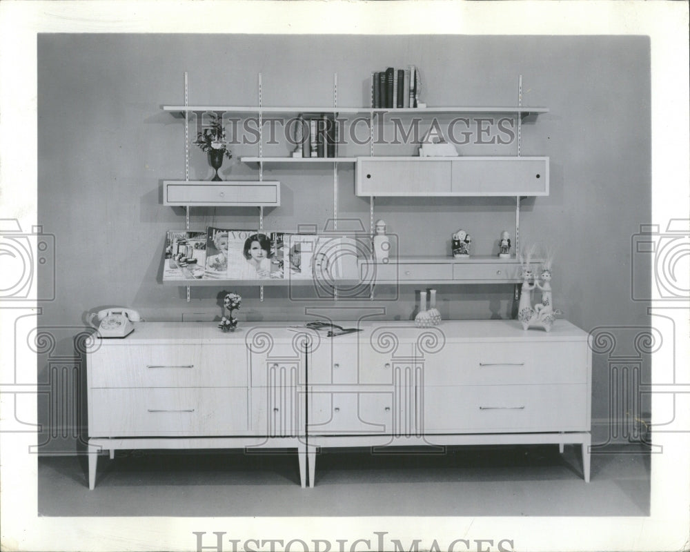 1960 Wall Unit Kroehler Designer Bedroom - Historic Images