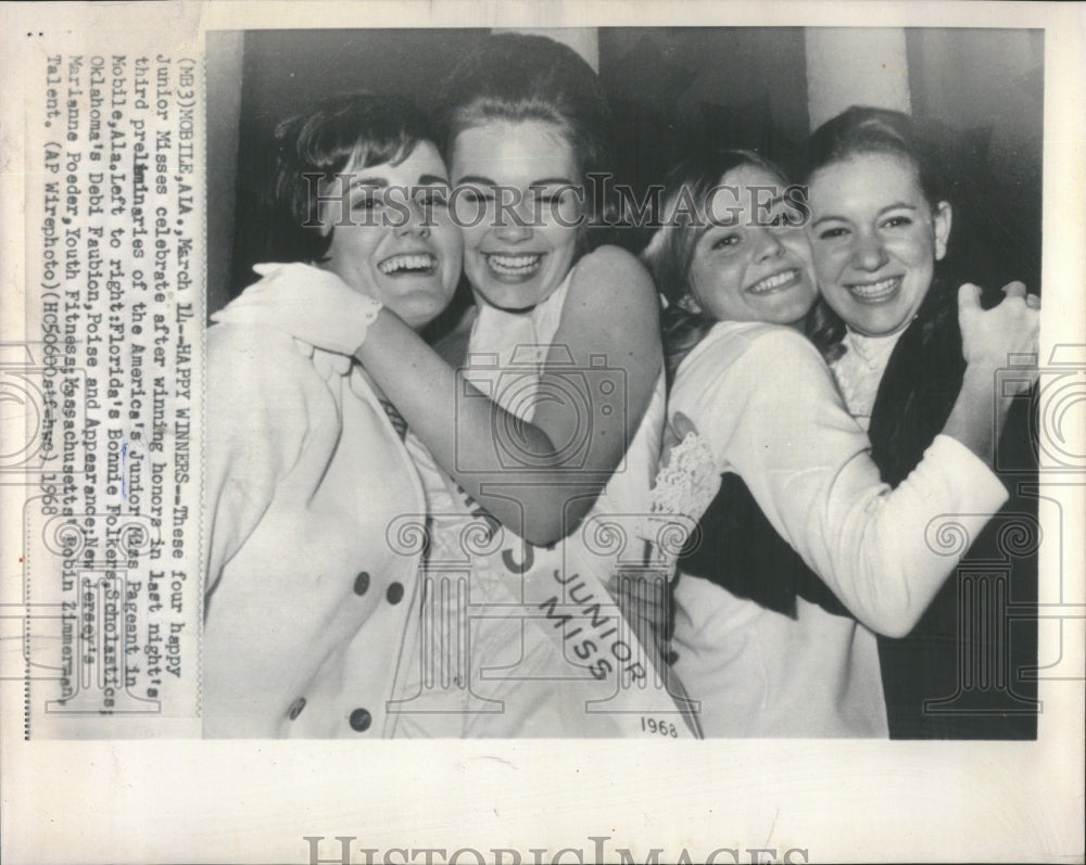 1968  Four Happy junior Misses Celebrate - Historic Images