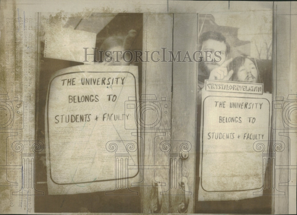 University College Students Holding Signs - Historic Images