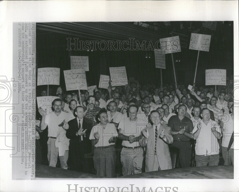 1959 Strike United Steel workers rally Hall - Historic Images