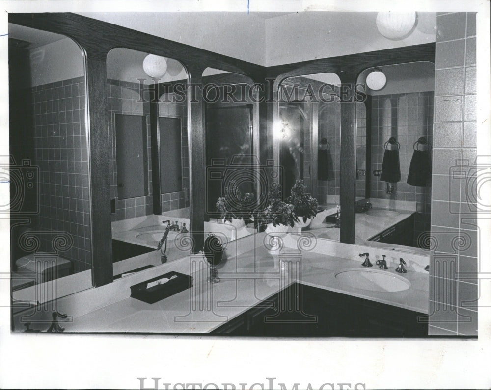 1966 Massive L-shape bathroom bedroom Bowl - Historic Images