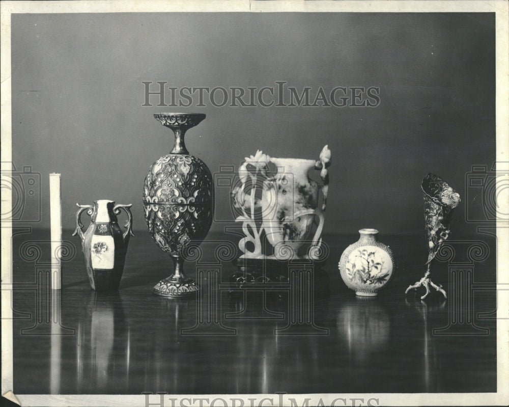 1962 Old centuries metal vases . - Historic Images