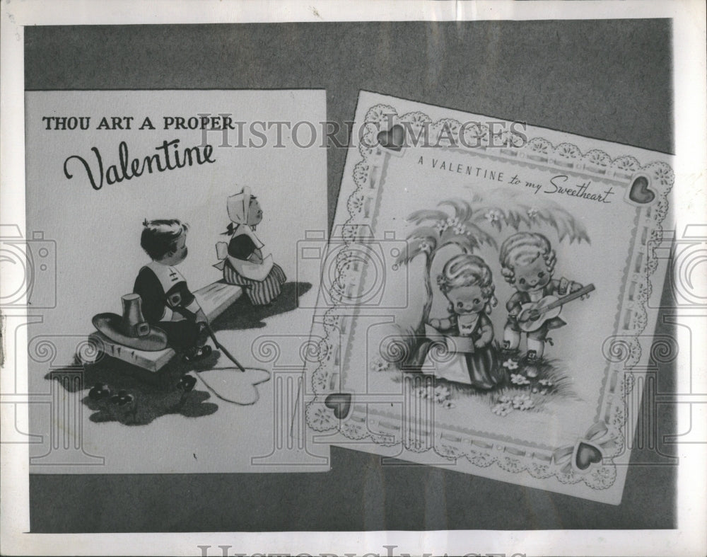1947 valentines pilgrim colonial couple - Historic Images