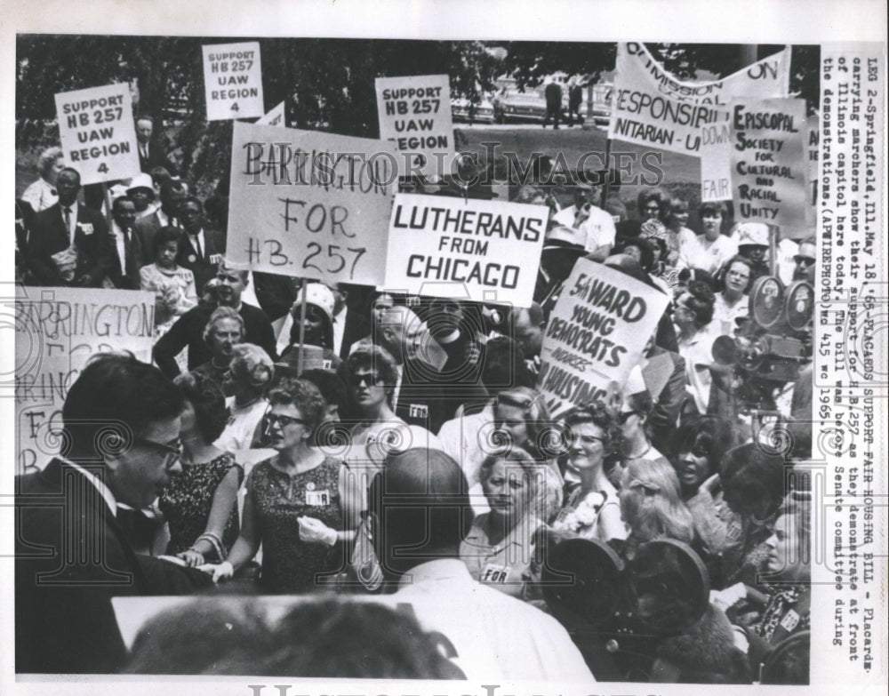 1965 Placard Marcher Support Illinois - Historic Images