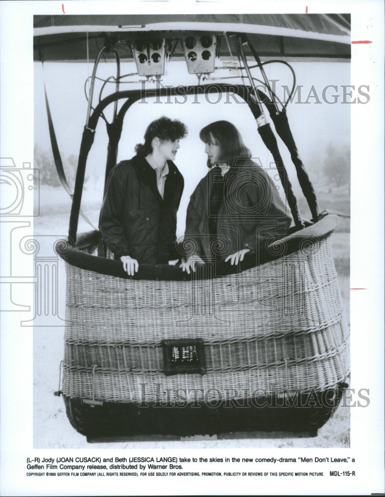 1990 Cusack and Lange in helium balloon - Historic Images