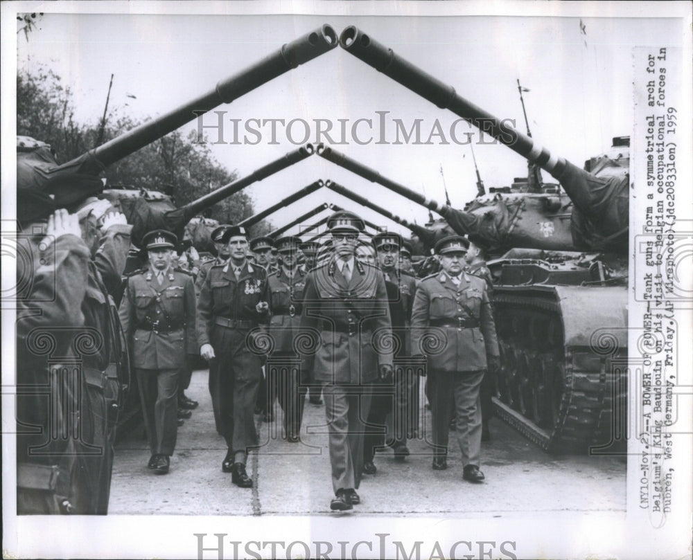 1959, Tank Guns Belgium King Baudouin - RRU00323 - Historic Images