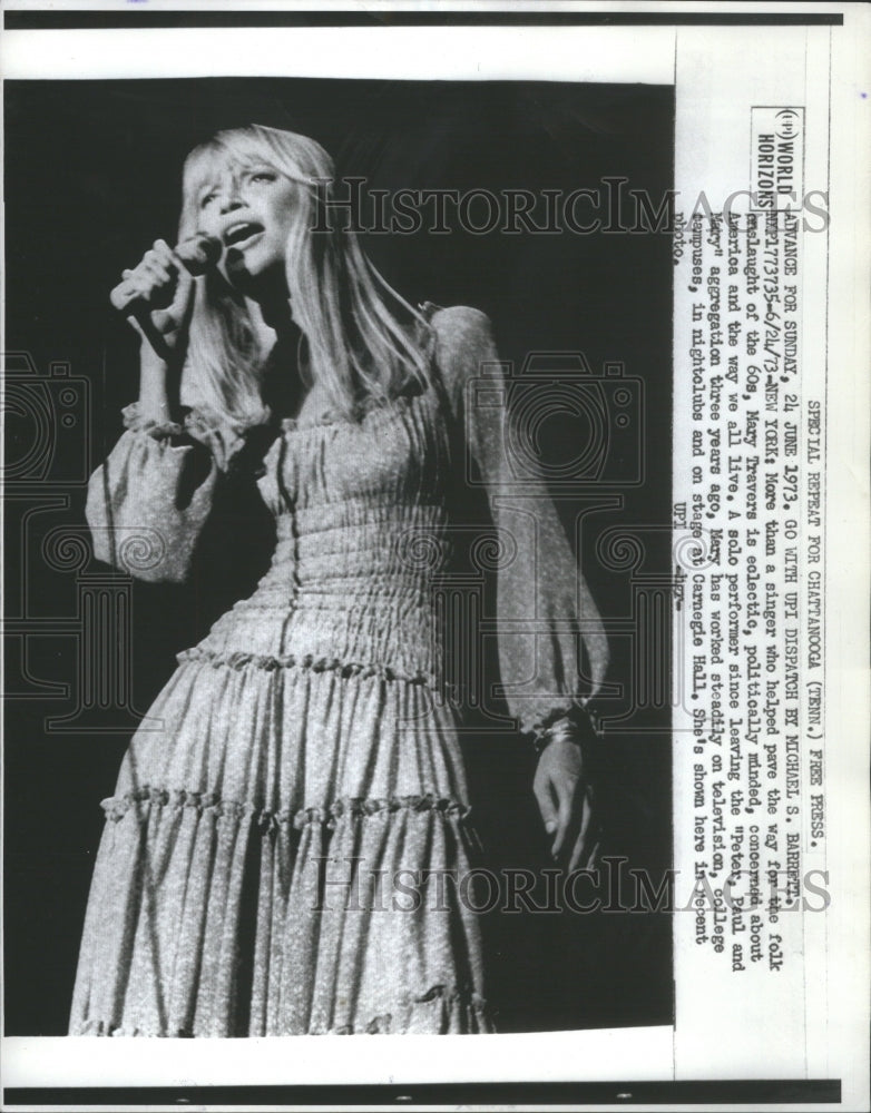 1973 Press Photo Mary Travers America Singer Songwriter - RRU01577 - Historic Images