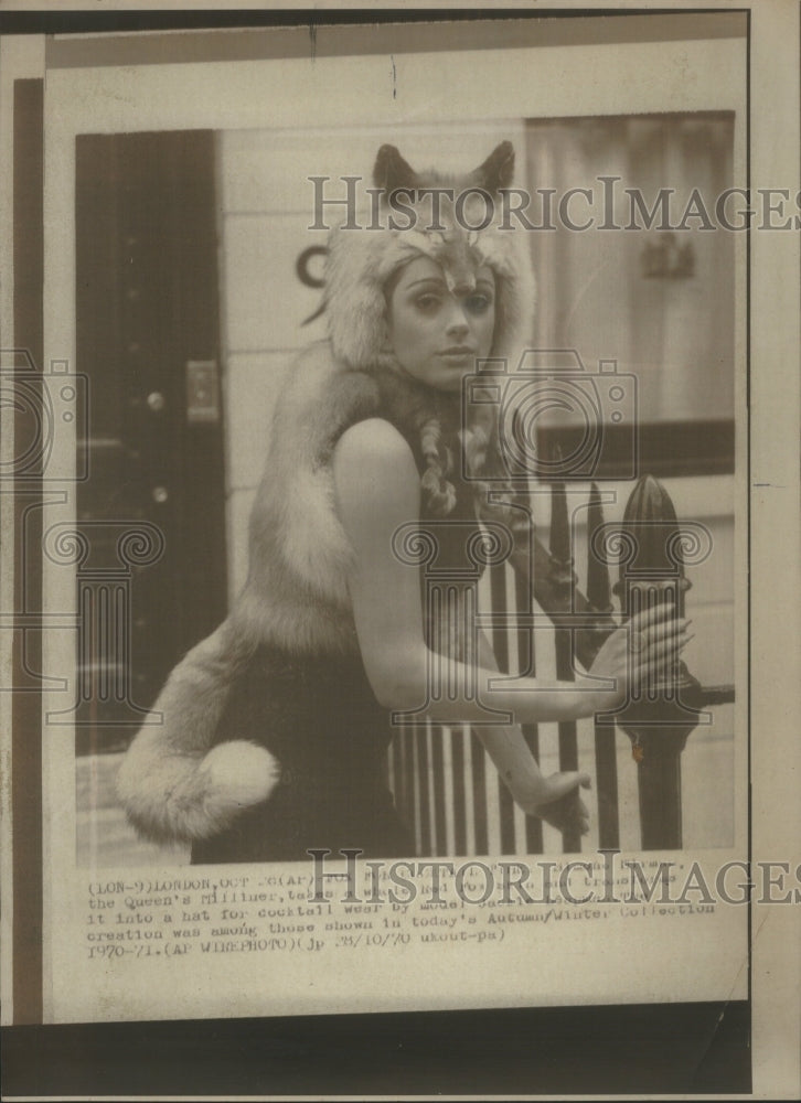 1970 English Model Wears Unique Hat - Historic Images