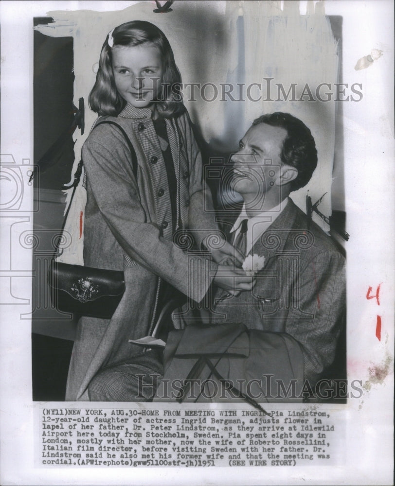 1951, Pia Lindstrom With Father New York - RRU04985 - Historic Images