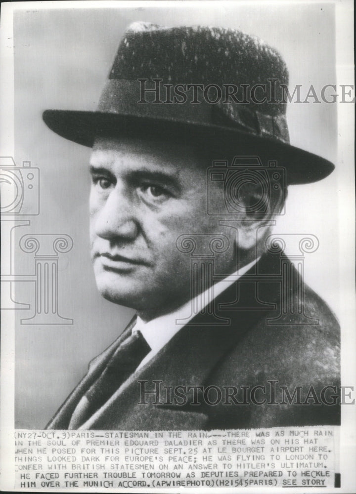 Press Photo Edouard Daladier Soul Premier France Rain - RRU05495 - Historic Images