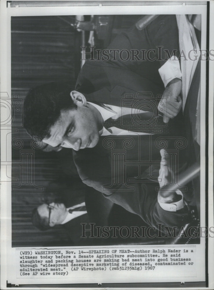 1967 Press Photo Author Ralph Nader Senate Agriculture - Historic Images