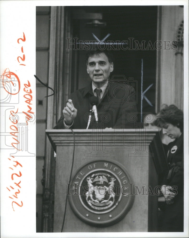 1985, MAIM Member Ralph Nader Speech Walk - RRU06113 - Historic Images