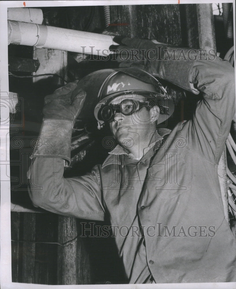 1956 Press Photo Man Atomic Energy Plant Michigan - RRU06227 - Historic Images