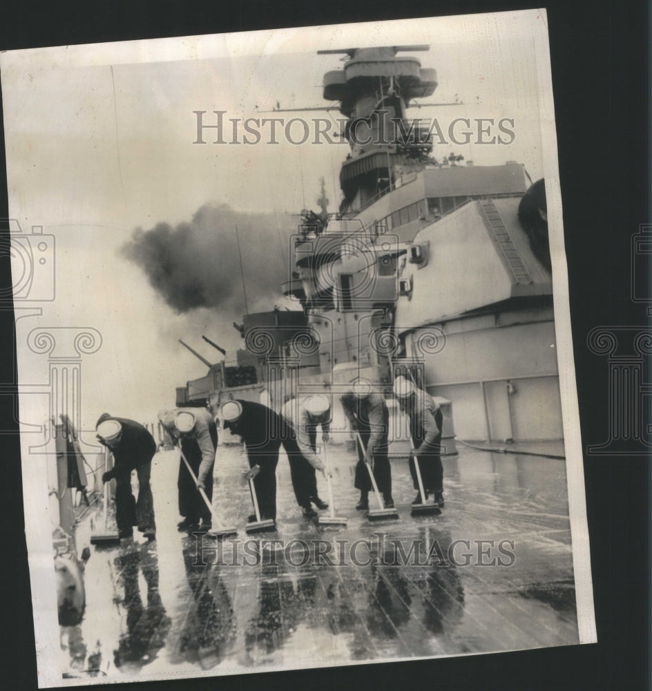 1955 Caressing the Decks Battleship Iowa - Historic Images